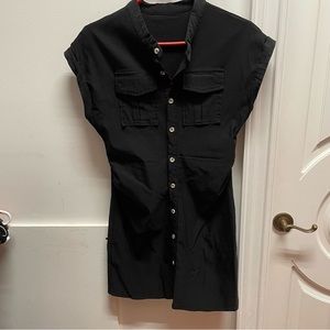 Stretchy black button down mini dress